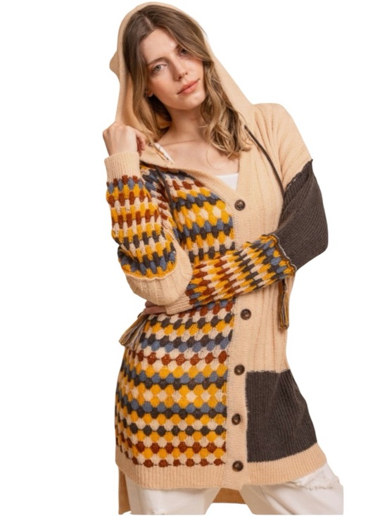 Bluevelvet Tops - 050:  BLUEVELVET NWT HOODIE CARDIGAN TAN MOSS (H16)